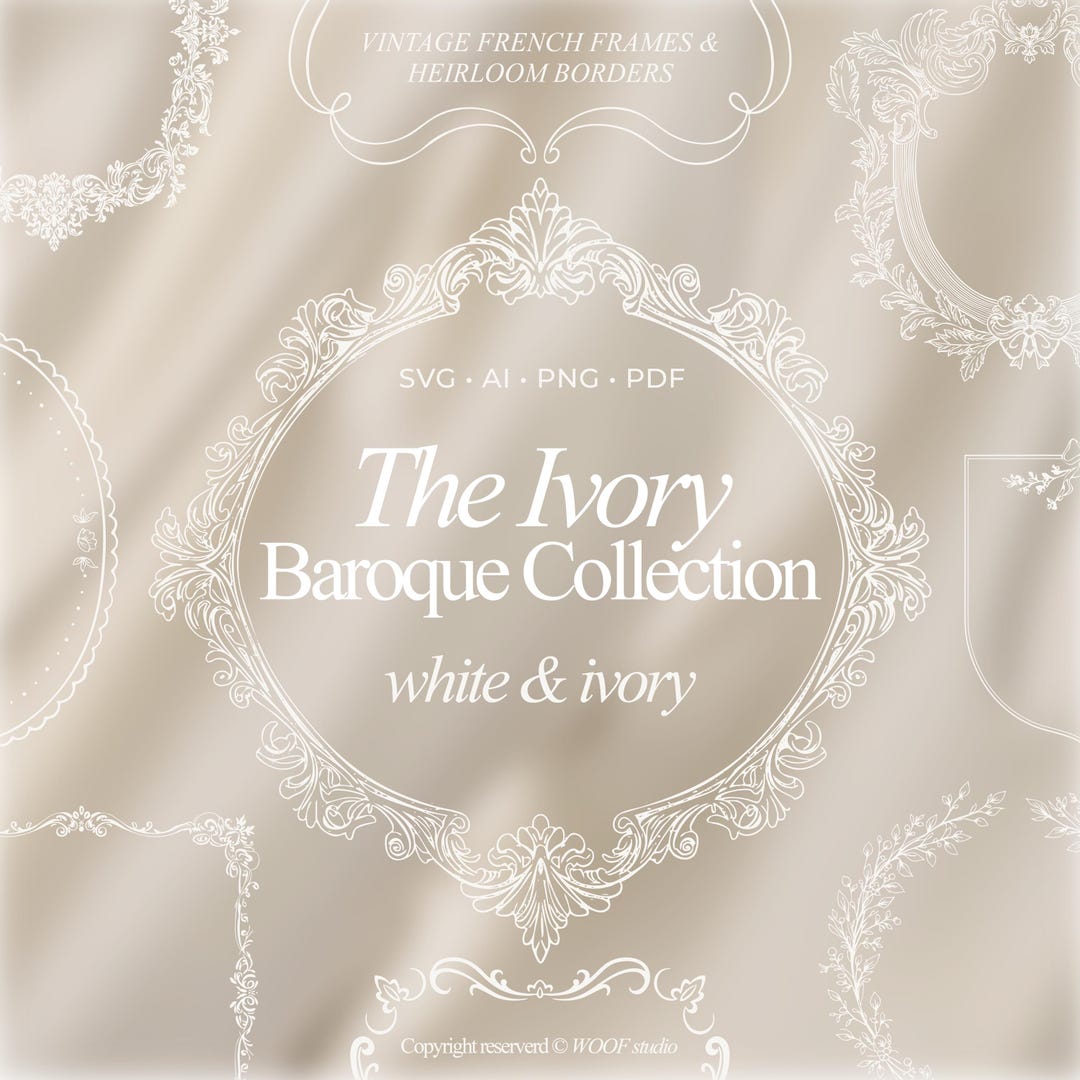 Ivory Vintage Frames SVG Bundle | Elegant Baroque Borders for Branding ...