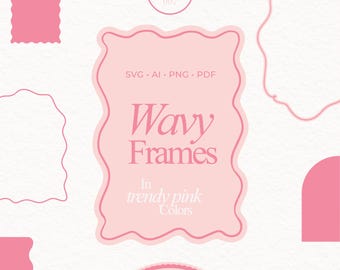 Wavy Frame Set scalloped oval frame scallop border SVG scalloped svg Decorative Frames Marco Ondulado preppy Clipart drawn whimsical Borders
