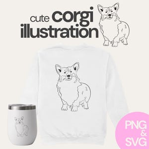 carino Corgi SVG / PNG, illustrazione minima di maglietta Corgi / collezione d'arte, clipart di cane gallese, per mamma Corgi Pembroke Print Bundle Cricut Canva