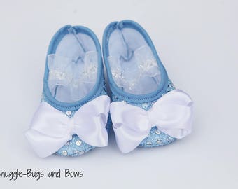 Ella Girl Shoes - Blue Princess Shoes - Sparkle Mary Jane Baby Toddler Girl Shoes - Princess Dress up Party Shoes - Costume Shoes