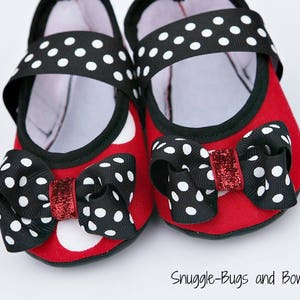 Red Polka Dot Play Slippers Sizes 1 12 MEASURE your child's foot PLEASE image 1