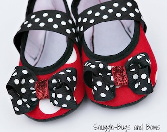 Red Polka Dot Play Slippers (Sizes 1 - 12) MEASURE your child's foot PLEASE