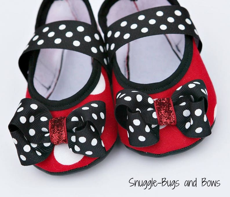 Red Polka Dot Play Slippers Sizes 1 12 MEASURE your child's foot PLEASE image 1