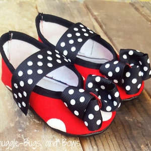 Red Polka Dot Play Slippers Sizes 1 12 MEASURE your child's foot PLEASE image 2