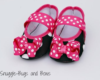 Black Polka Dot Mary Jane Play Slippers (Sizes 1 - 12) MEASURE your child's foot PLEASE