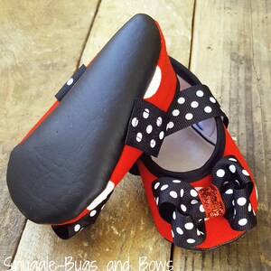 Red Polka Dot Play Slippers Sizes 1 12 MEASURE your child's foot PLEASE image 3