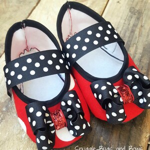 Red Polka Dot Play Slippers Sizes 1 12 MEASURE your child's foot PLEASE image 4