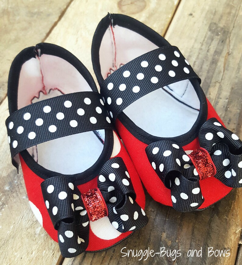 Red Polka Dot Play Slippers Sizes 1 12 MEASURE your child's foot PLEASE image 4