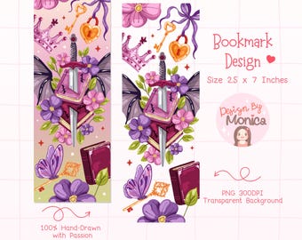Romantasy Bookmark PNG, Fantasy Romance Bookish Bookmark, Dragon Wing Bookmark PNG, Book Lover Gift