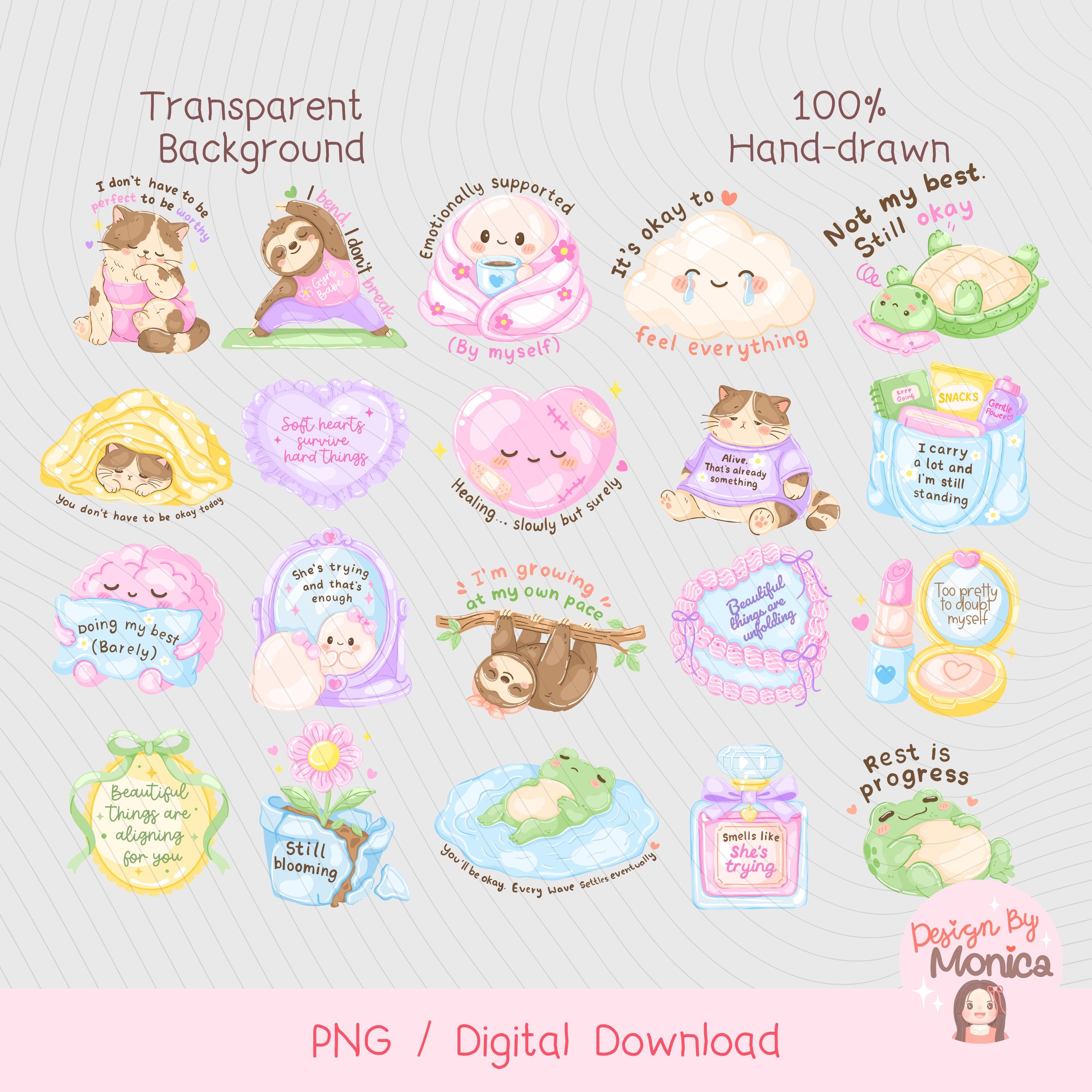 Motivational Quotes Clipart, Mental Health Affirmations PNG Bundle ...