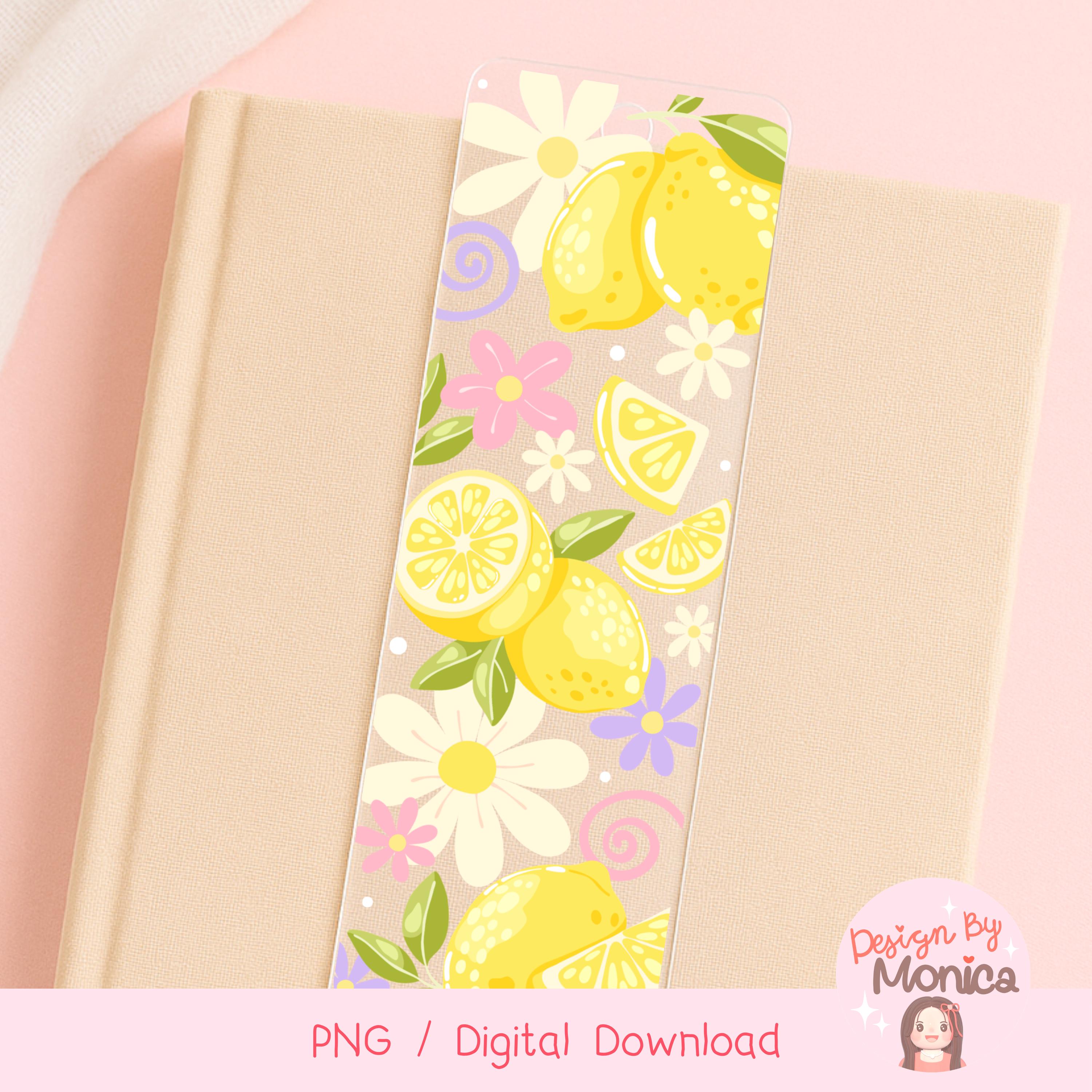 Lemon Floral Bookmark PNG, Citrus Fruit Printable Bookmark, Bookish ...