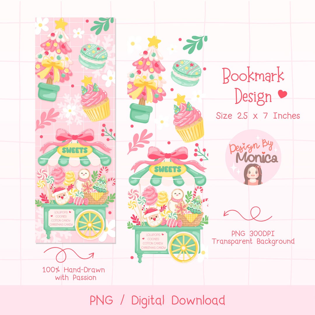 Christmas Sweets Bookmark Design PNG, Cute Holiday Dessert Bookmark ...