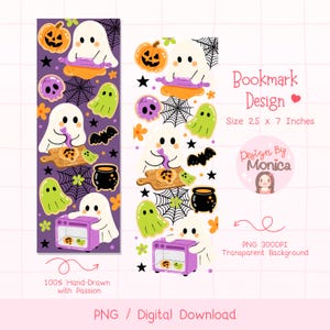 Spooky Baking Ghost Bookmark PNG, Cute Halloween Reading Accessory, Kawaii Ghost Cookie Printable Bookmark, Spooky Fall Bookmark for Readers