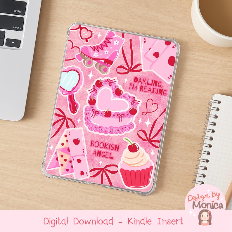 Kindle Case Insert PNG, Vintage Coquette Kindle Insert, Retro Pink ...