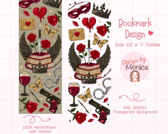 Dark Romance Bookmark PNG, Dark Academia Book Lover Bookmark, Mafia Romance Reading Accessory, Gothic Bookish Bookmark Design