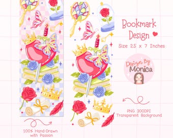 Romantasy Bookish Bookmark PNG, Cute Bookmark Design PNG, Lovely Reading Bookmark, Book Lover Gift, Printable Reading Accessory