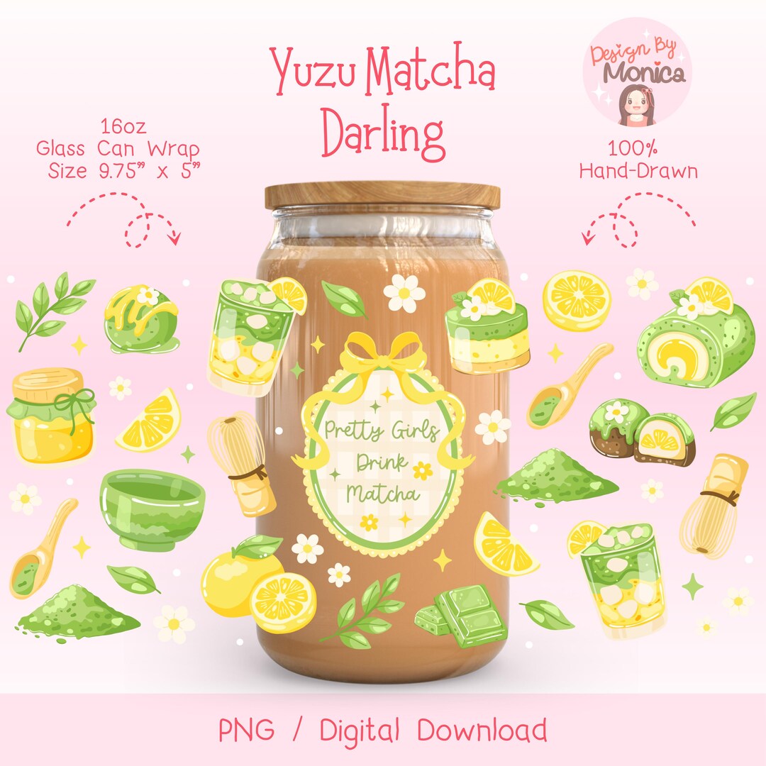 Matcha Rotulo Rótulo PNG para copo de matcha e yuzu, rótulo para lata de bebida ...