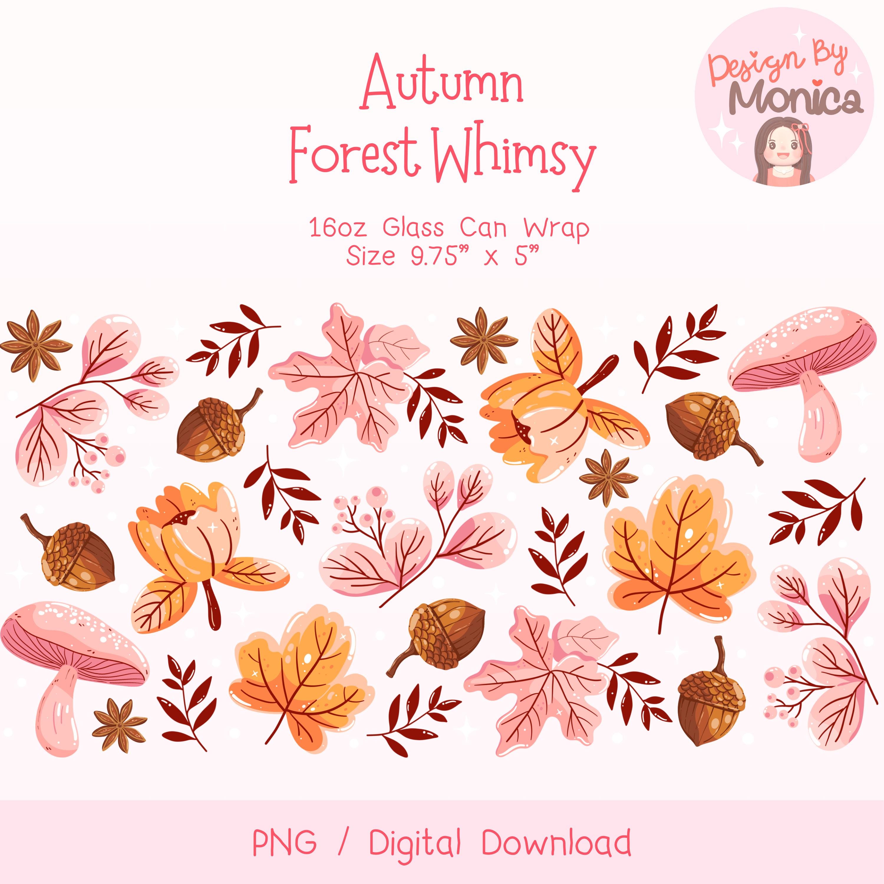Cozy Fall Aesthetic Cup Wrap PNG, Autumn Foliage Leaves Libbey Glass ...