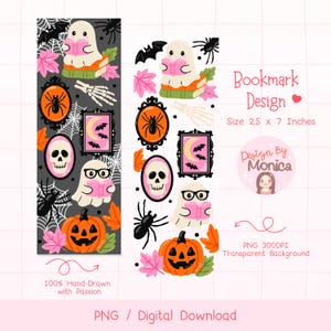 Halloween Bookmark Design PNG, Cute Reading Ghost Bookmark, Printable Bookish Ghost Gift, Book Lover Gift, Spooky Fall Bookmark for Readers