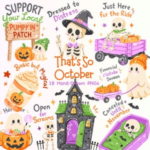 Halloween Stickers PNG, Halloween Clipart, Pumpkin Patch, Spooky Season, Ghost png