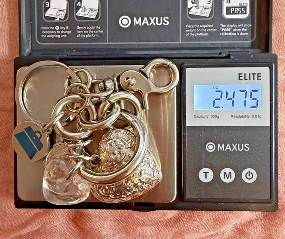 Vintage Kathy Van Zeeland Charm Keychain Silver Tone Heart Crystal