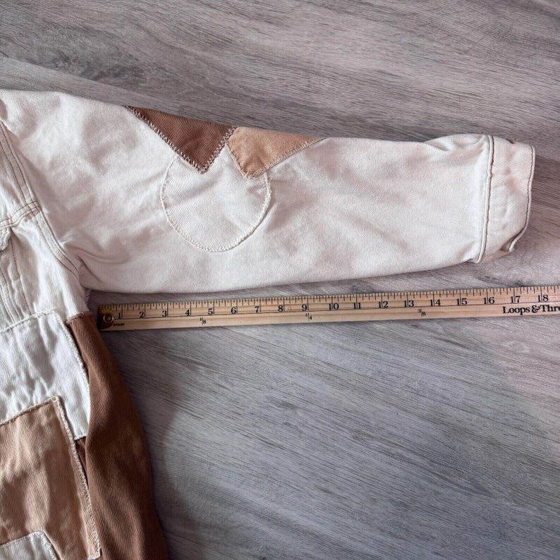 Urban Outfitters BDG Adult/Women’s Patchwork White Denim Jean Jacket L image 9