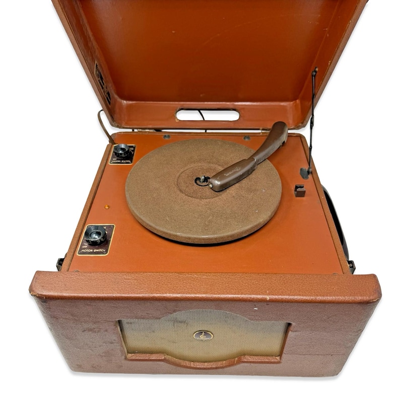 Vintage Emerson Modell 521 Tragbarer Plattenspieler Röhre Plattenspieler Teile Siehe Video Bild 2