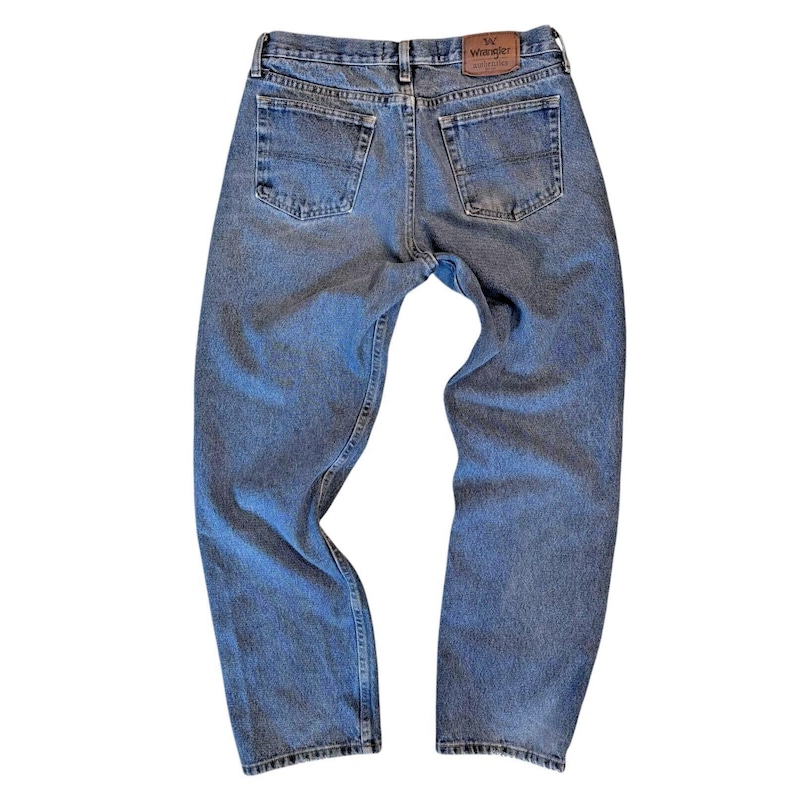 Vintage 90s Wrangler Authentics Men's 30x38 Washed Straight Denim Jeans Preowned image 2