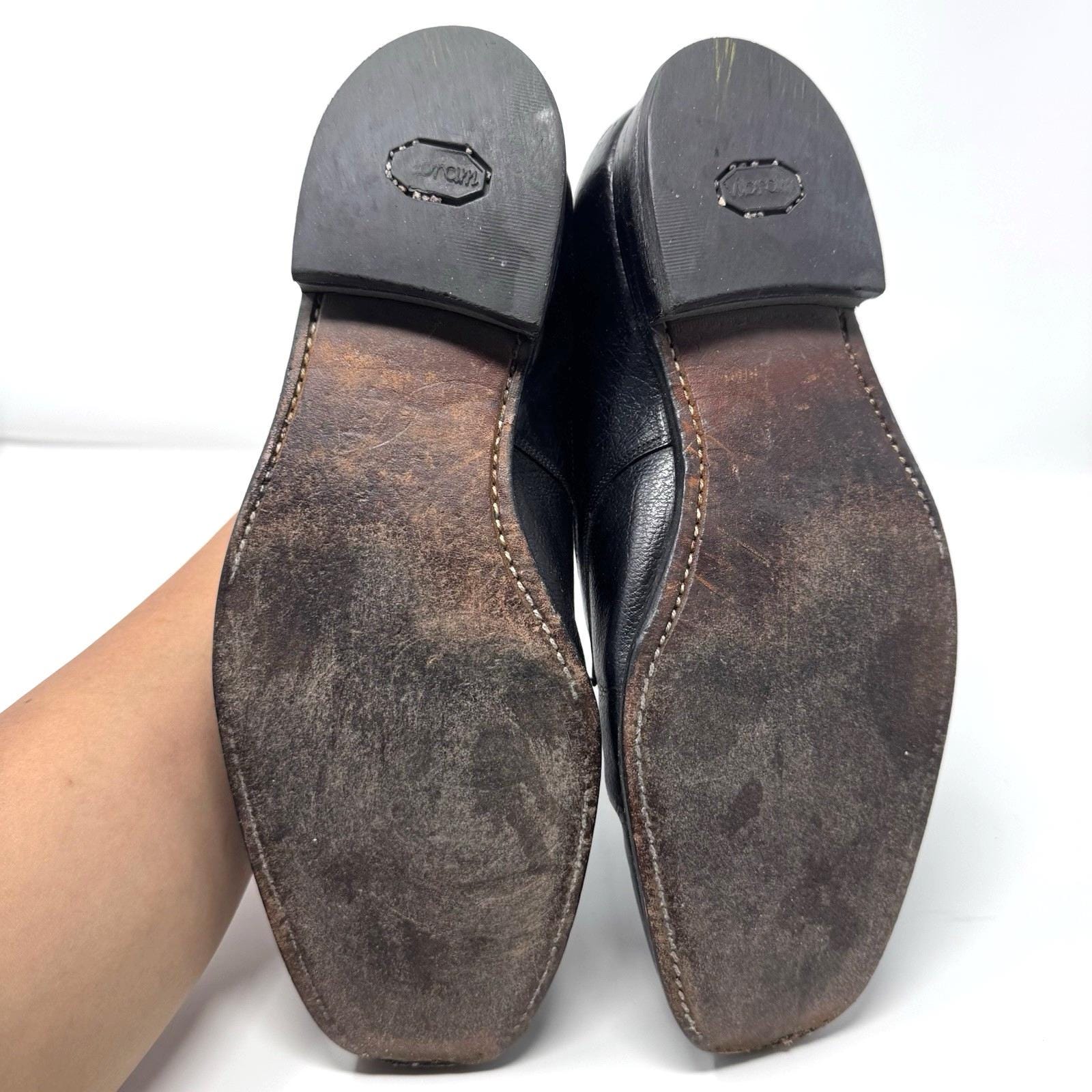 Vtg Florsheim Men’s 9D Black Leather Cap Toe Oxford Dress Vibram Flaws Vtg Florsheim Men main image 4