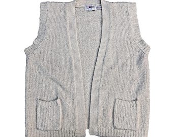VTG Années 50-60 Le Roy Knitwear Femme L Crème Grandma Core Cardigan Vest Retro GUC
