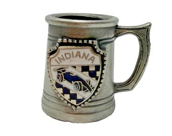 Vintage Indiana Indy Race Car Pewter Thimble Tankard Mug Shape 1”