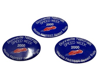 Lot of 3 Bonneville Nationals Speed Week 2000 Pinback Buttons Worlds Fastest