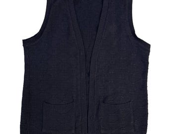 VTG années 50-60 pull en tricot noir gilet cardigan grand-mère cottage core EUC 21 "x 25"