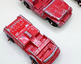 Vintage 1960s Midgetoy Firetruck Tootsie Red Jeep Diecast Toy Cars
