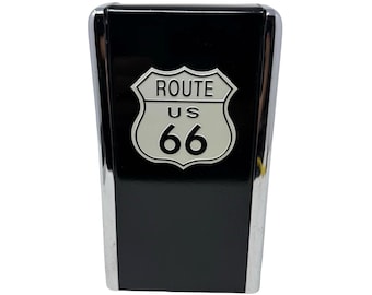 Vintage 1996 Route 66 Napkin Holder Dispenser Black Chrome EUC 7x4