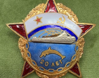 Soviet Naval Submarine 20 Years 20 LET Commemorative Badge Pin USSR