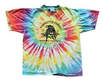 Vintage Parrotts Ferry Brewing Co Tie Dye T-Shirt Oneita XL 23x28 Flaw Read
