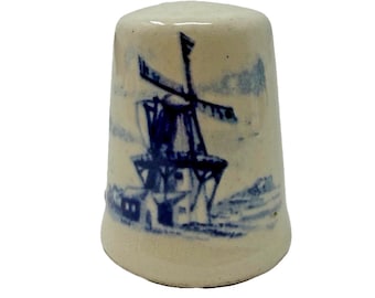 Vintage Made in Holland Delft Style Windmill Thimble 1”