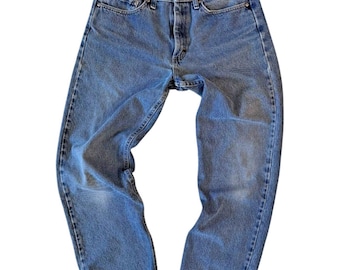 Vintage 90er Jahre Wrangler authentische Männer 30x38 Washed Straight Denim Jeans gebraucht