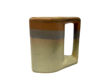 Vintage Rodolfo Padilla MCM Studio Art Pottery Rectangular Ceramic Mug 4.25in