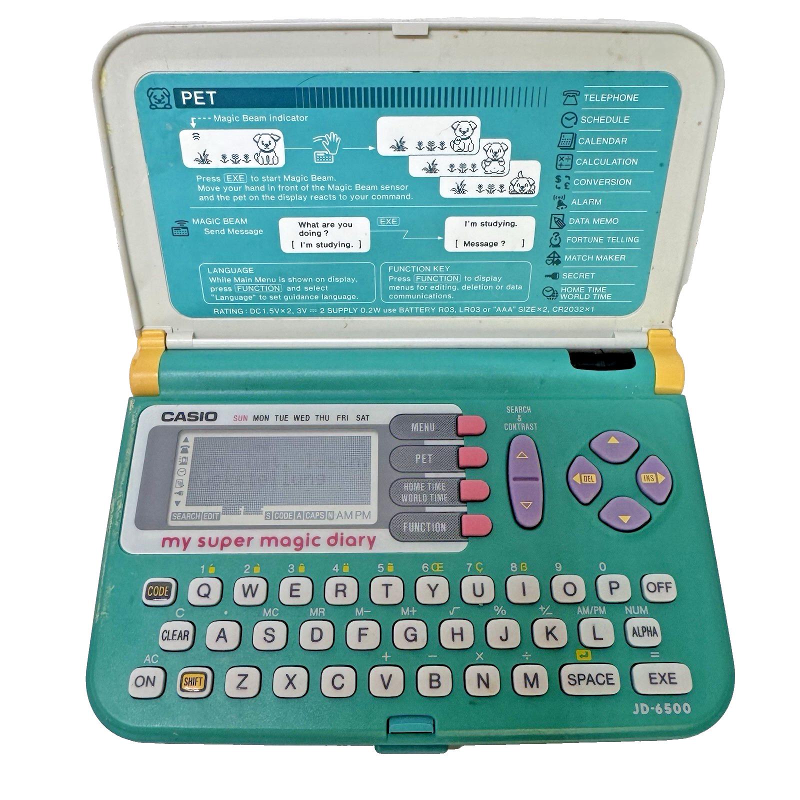 Rare Vintage Casio My Super Magic Diary JD-6500 Pet Action Works