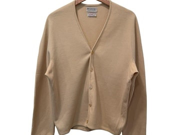 Seltene Vintage 50er Jahre Disney Hotel St. Tropez Herren M Beige Strickjacke Schurwolle *