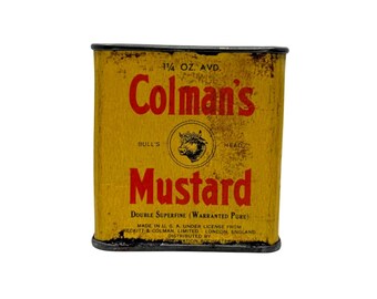 Moutarde Colman's Bull's Head Double Extrafine en boîte vide de 35 g (1 1/4 oz)
