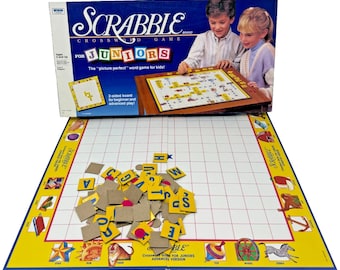 1989 Scrabble Crossword Game For Juniors Milton Bradley Vintage VG EUC