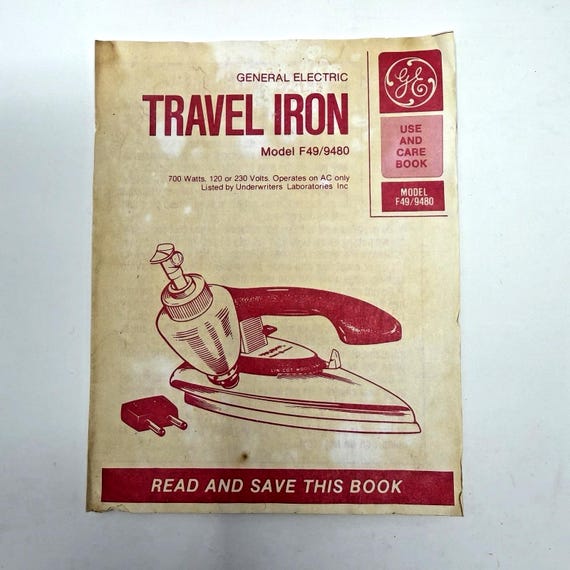 GE トラベルアイロン F49 箱・説明書・給水ボトル付き ヴィンテージ Vintage GE Travel Iron F49: Spray, Steam, Dry (works, Box, Manual