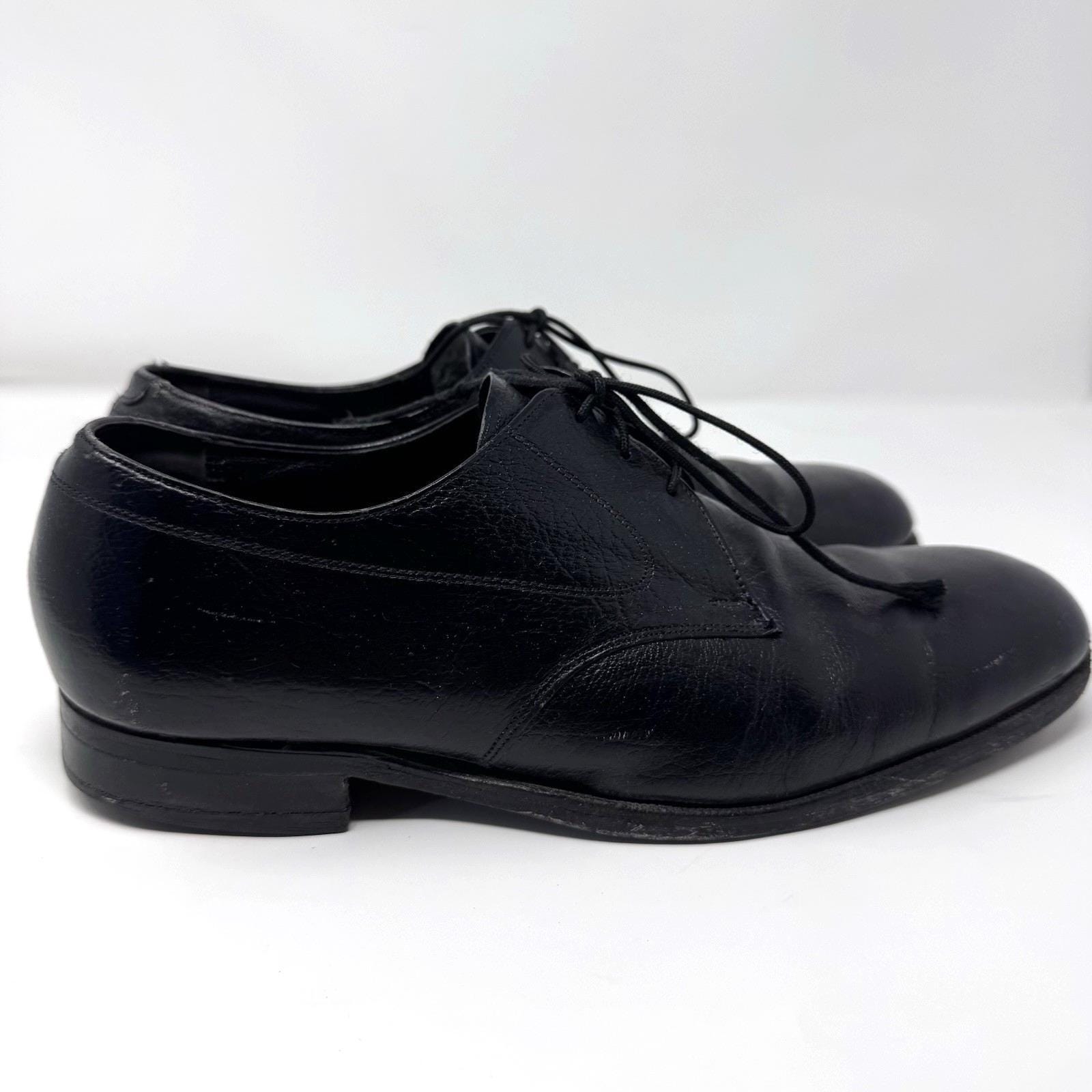 Vtg Florsheim Men’s 9D Black Leather Cap Toe Oxford Dress Vibram Flaws Vtg Florsheim Men main image 4