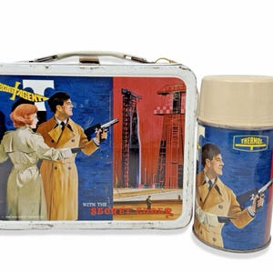 Vintage 1968 Secret Agent Metal Tin Lunchbox King-seeley Thermos