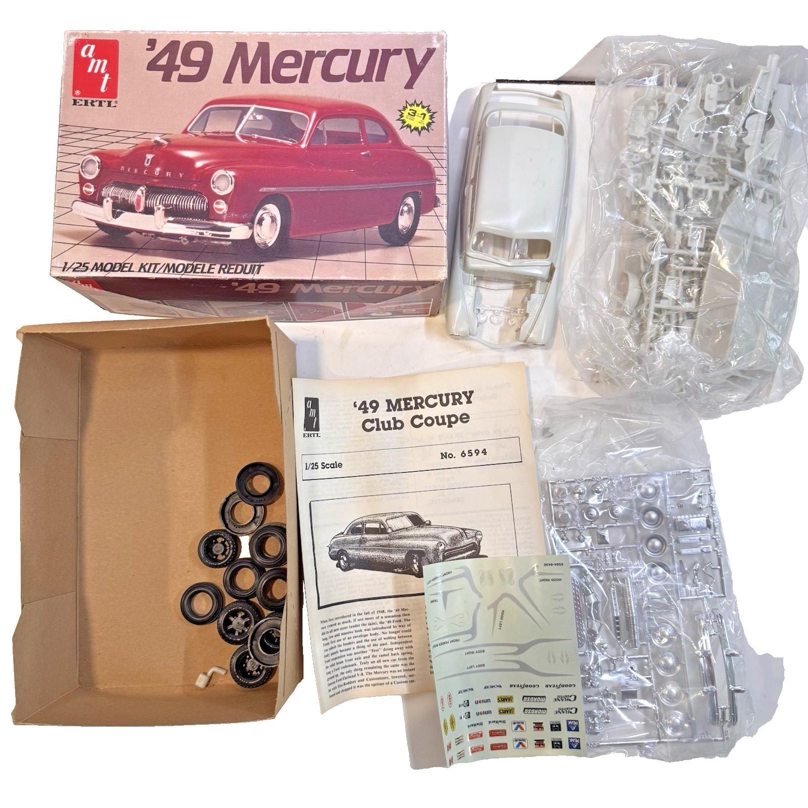 Vtg AMT Ertl '49 Mercury #6594 Unassembled Model 1:25 Open Box