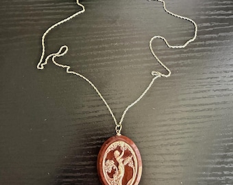 Vintage 12K Gold Filled Cameo Necklace Art Nouveau Lady Pendant Large 24”