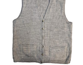VTG années 50-60 gris tricot pull gilet cardigan grand-mère cottage core EUC 21 "x23,5"